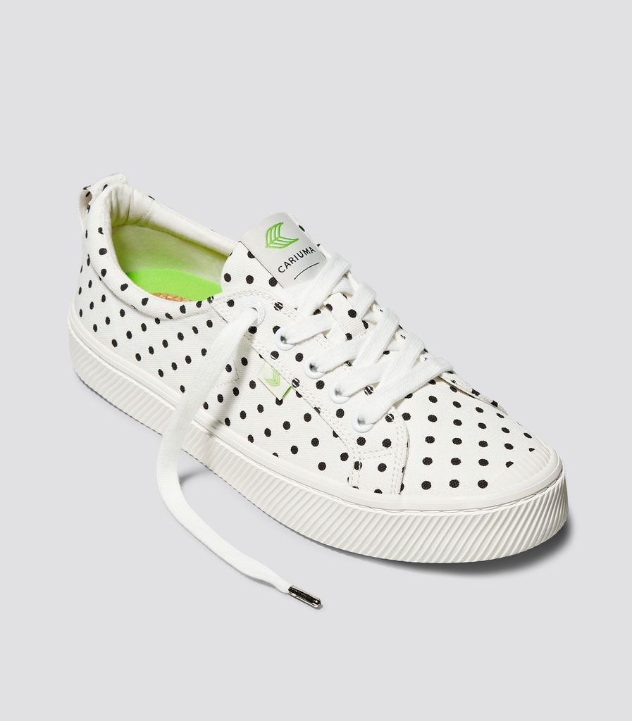 CARIUMA: Women's Low Top White Polka Dots Canvas Sneaker | The OCA Low